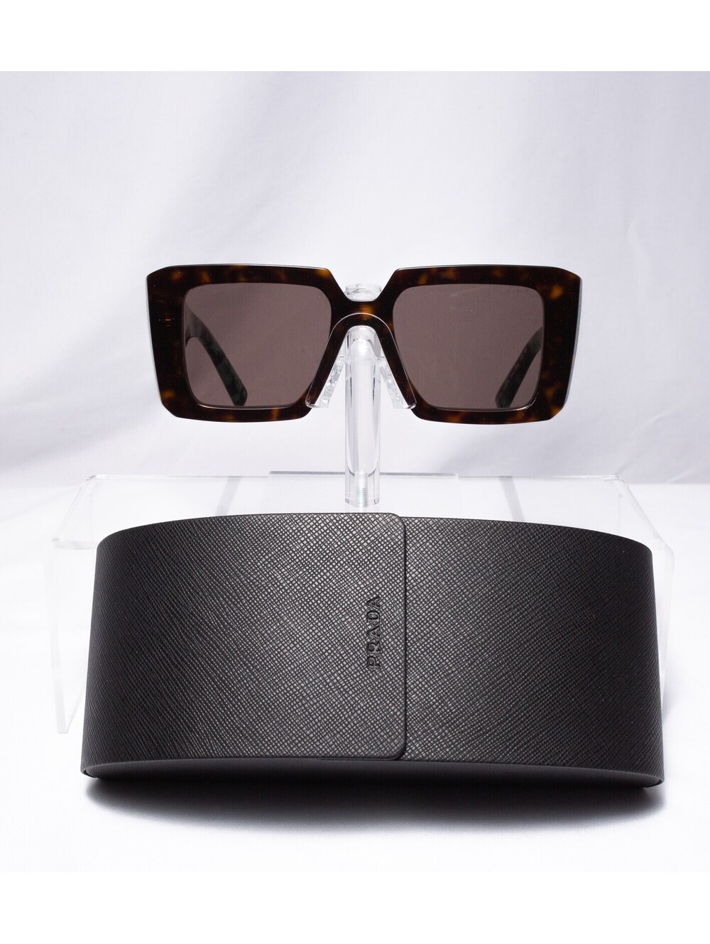 Prada Brown Square Prada With Teal Tortoise Arms Brown